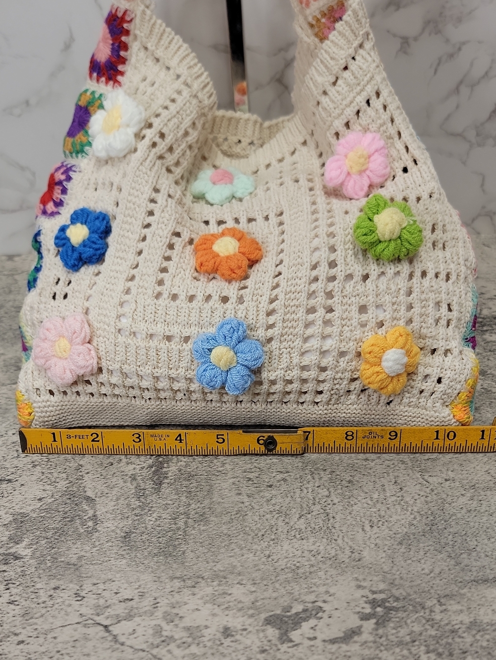 Flower Embellished Handwoven Shoulder Bag - Picture 7 of 9